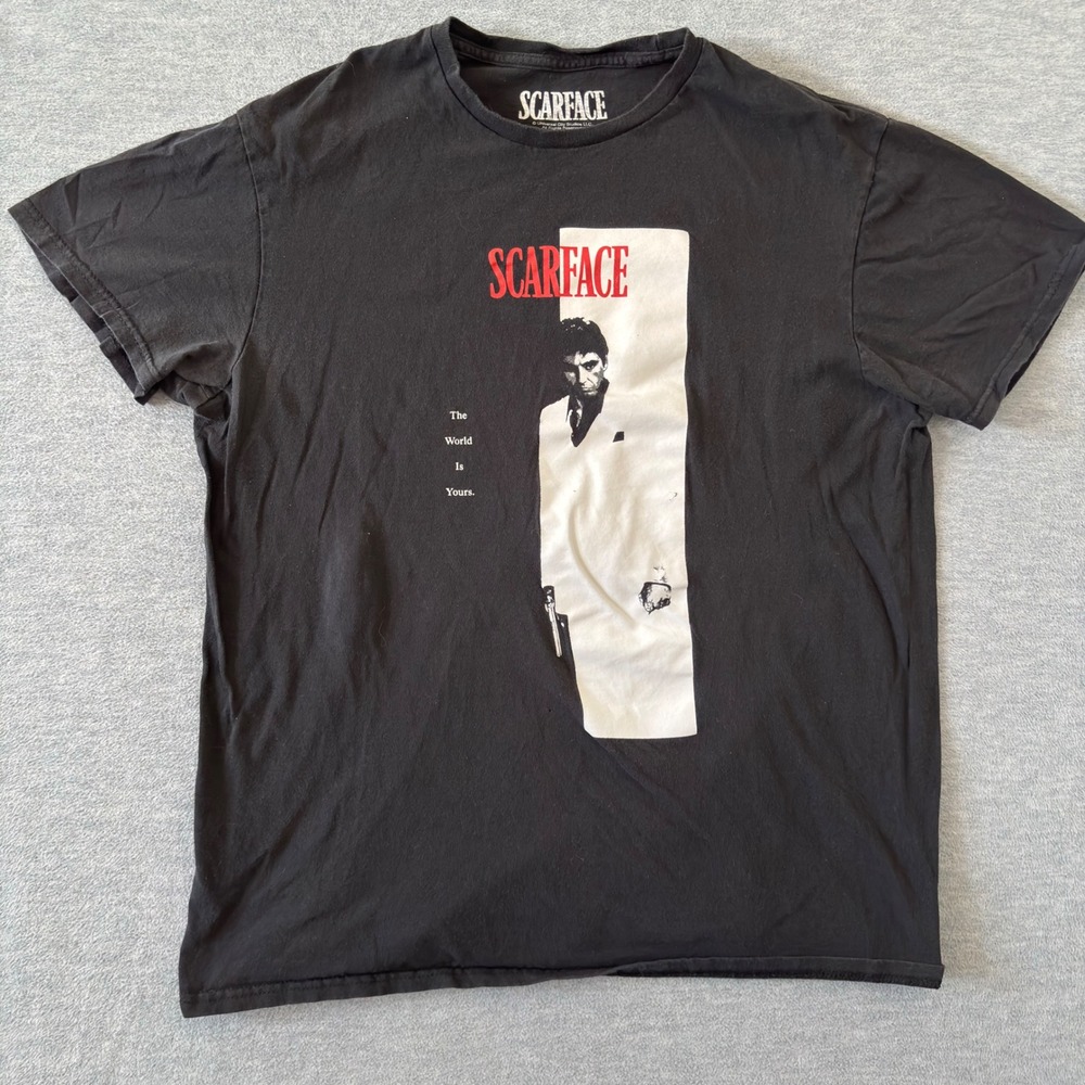 Scarface Tony Montana The World Is Yours Black Graphic Tee Shirt Mens Large L